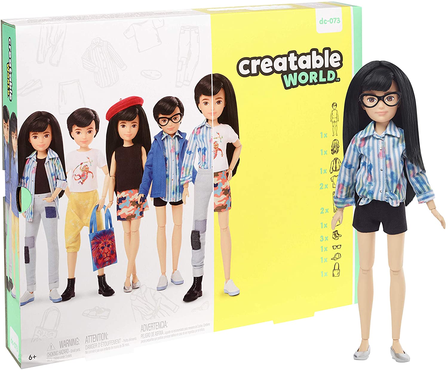 Creatable World Deluxe Character Kit - Black Straight Hair, 6+ Years