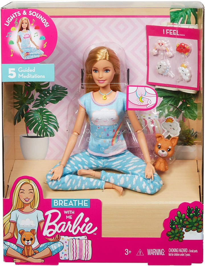 Barbie Breathe with Me Meditation Doll, Blonde, with 5 Lights & Guided Meditation Exercises