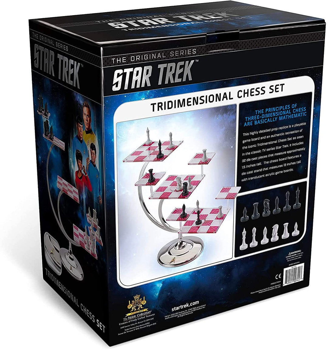 The Noble Collection Star Trek Tri-Dimensional Chess Set Replica with Acrylic Boards & Rule Book