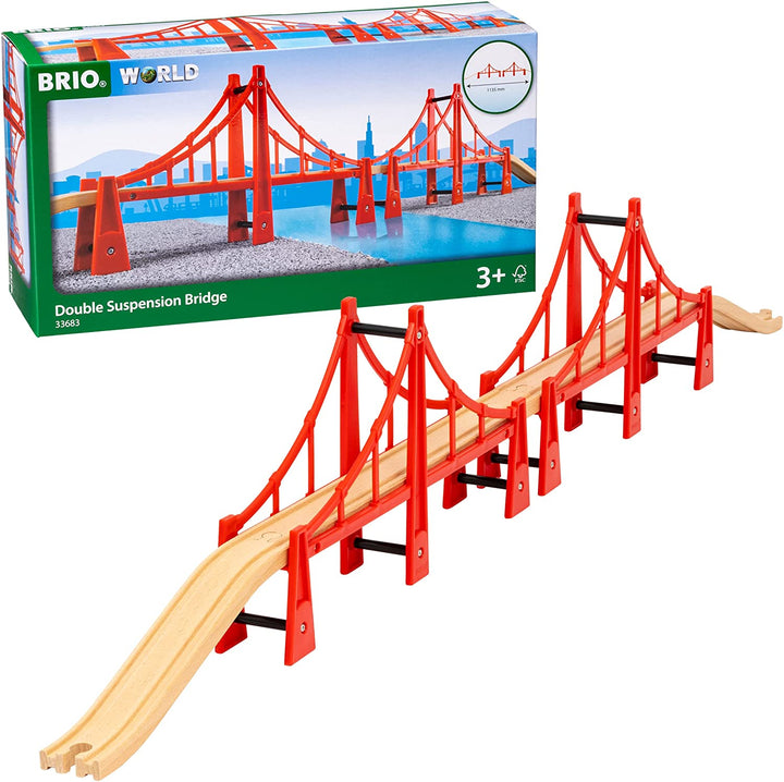 BRIO World Doppel-Hängebahnbrücke für Kinder ab 3 Jahren – kompatibel mit allen BRIO-Eisenbahnsets und Zubehör