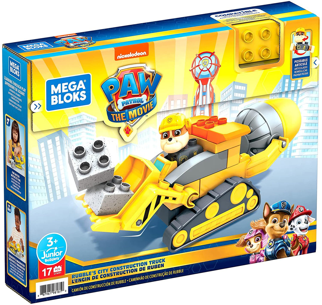 Mega Bloks Paw Patrol The Movie: Rubble’s City Construction Truck Set
