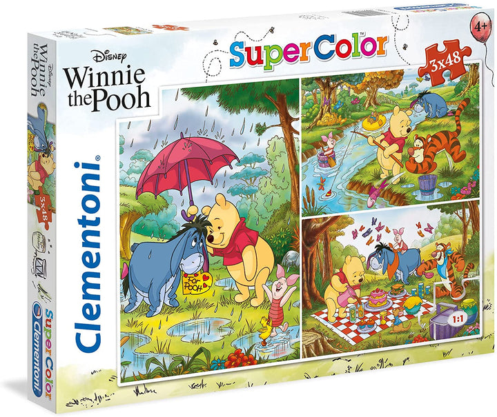 Clementoni - 25232 - Supercolor Puzzle for children- Winnie The Pooh-3x48 Pieces Disney