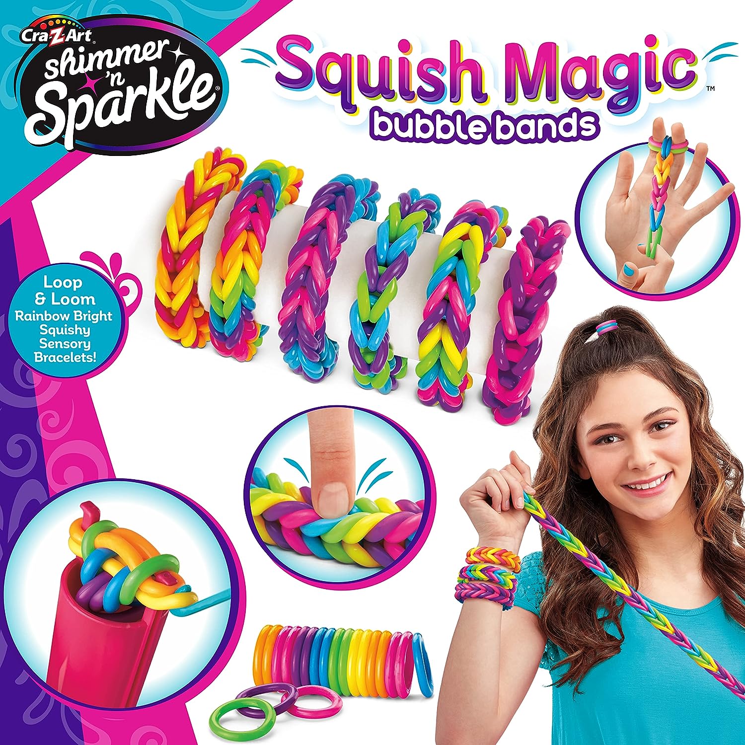 Shimmer and Sparkle Squish Magic Bubble Loom Making Kit - Rainbow Bright Sensory Craft for Kids 2