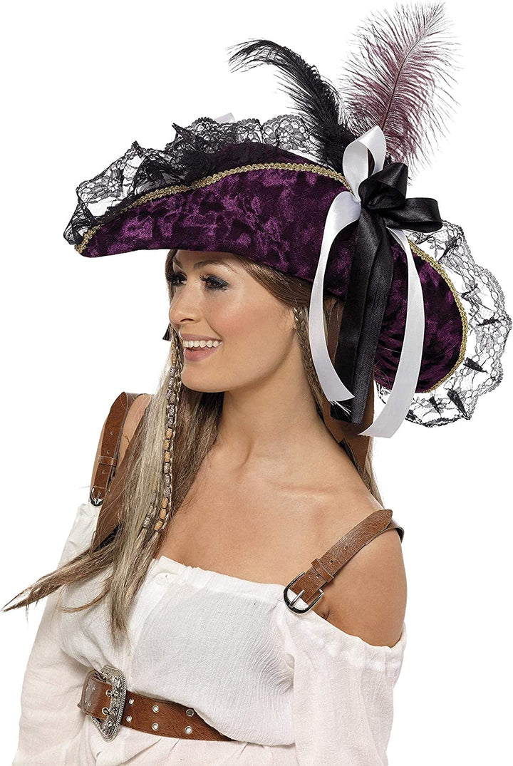 Smiffys Fever Marauding Pirate Hat with Feathers and Ribbon (33623)