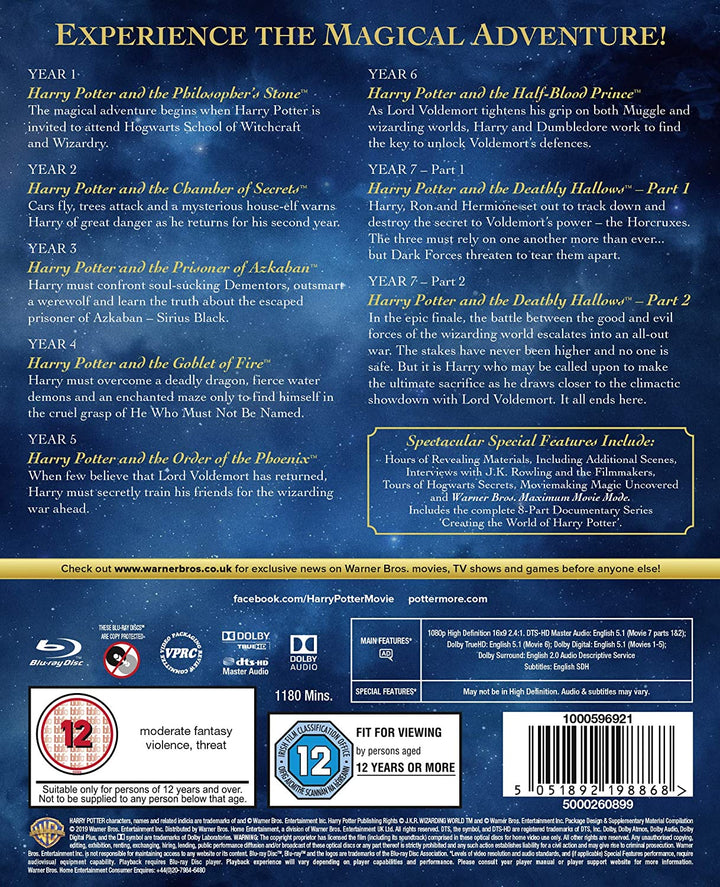 Harry Potter: The Complete 8-film Collection [2001] [2016] [Region Fre [Blu-ray]