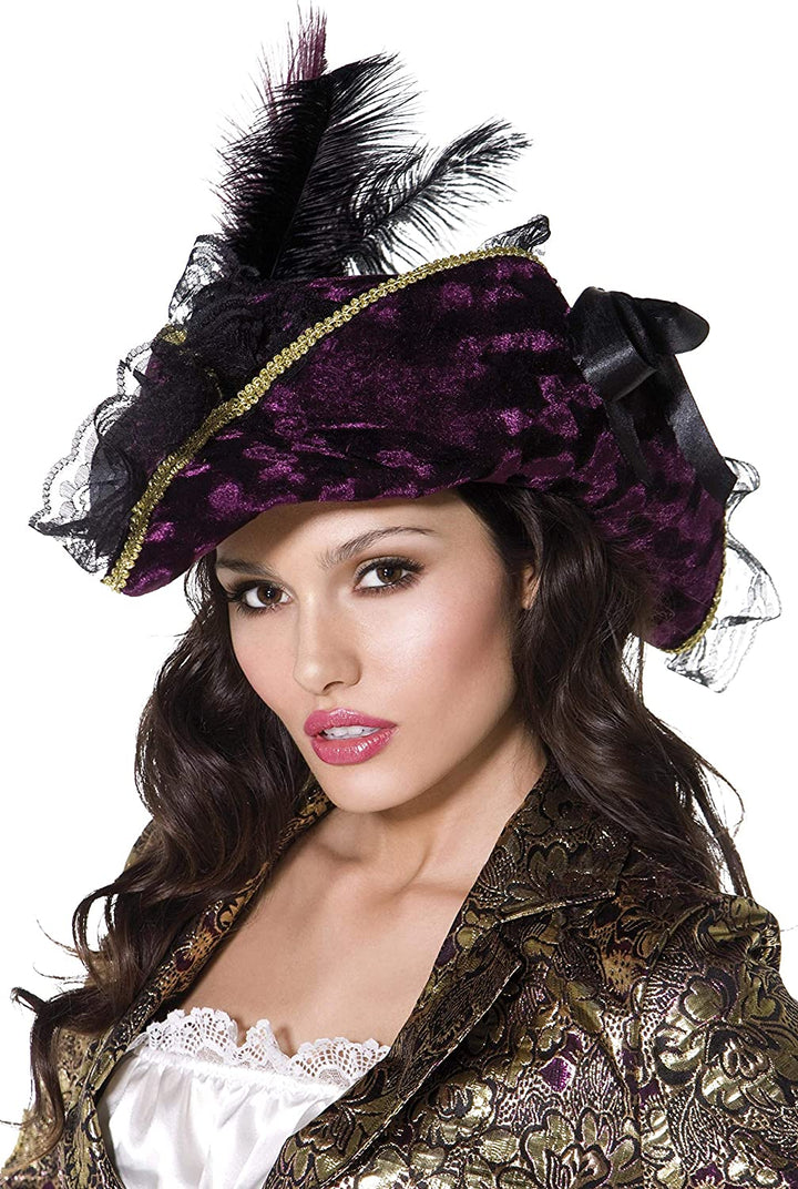 Smiffys Fever Marauding Pirate Hat with Feathers and Ribbon (33623)