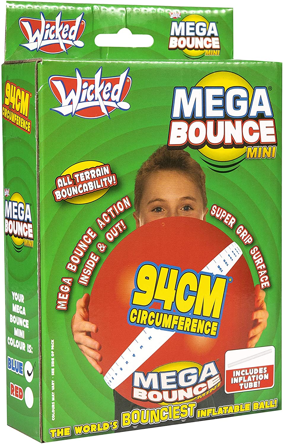 Wicked Wkmbm Mega Bounce Mini INFLatable Outdoor Ball, Red Or Blue