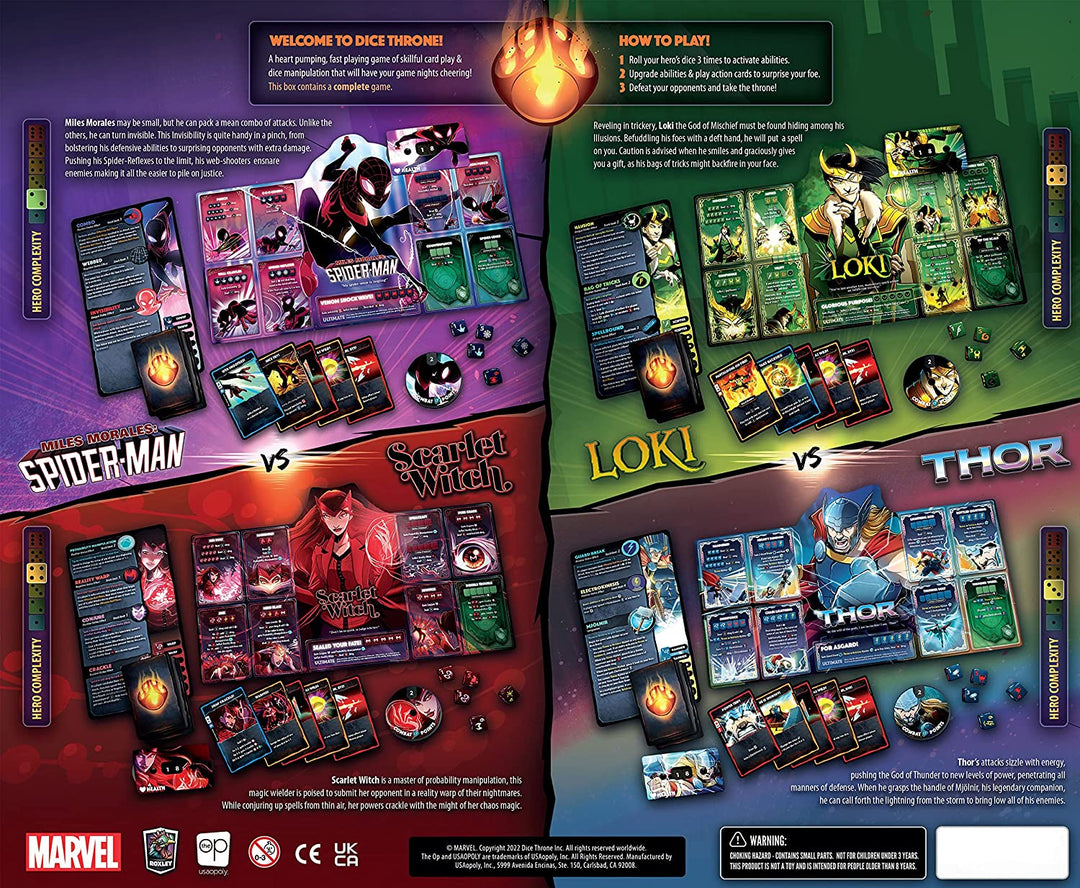 USAopoly Marvel Dice Throne 4-Hero Box - 2-4 Player Strategy Game (DT011-754-002200-04)