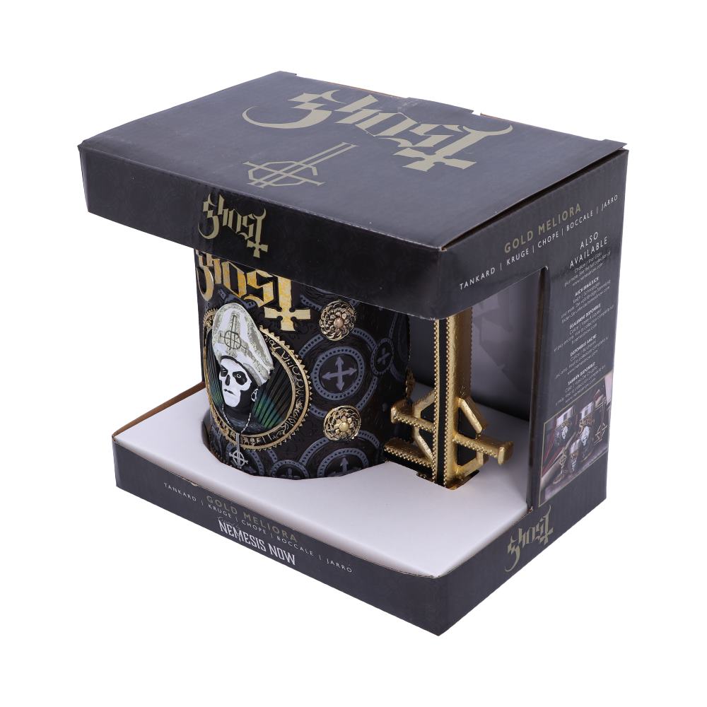 Nemesis Now Ghost Papa Emeritus III Meliora Gold Tankard Resin with Stainless Steel Insert 8
